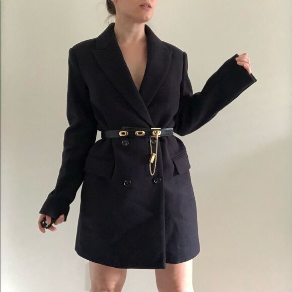 NWT REISS Dana Black Double Breasted Wool Pea Coat Size 8 - Picture 2 of 16